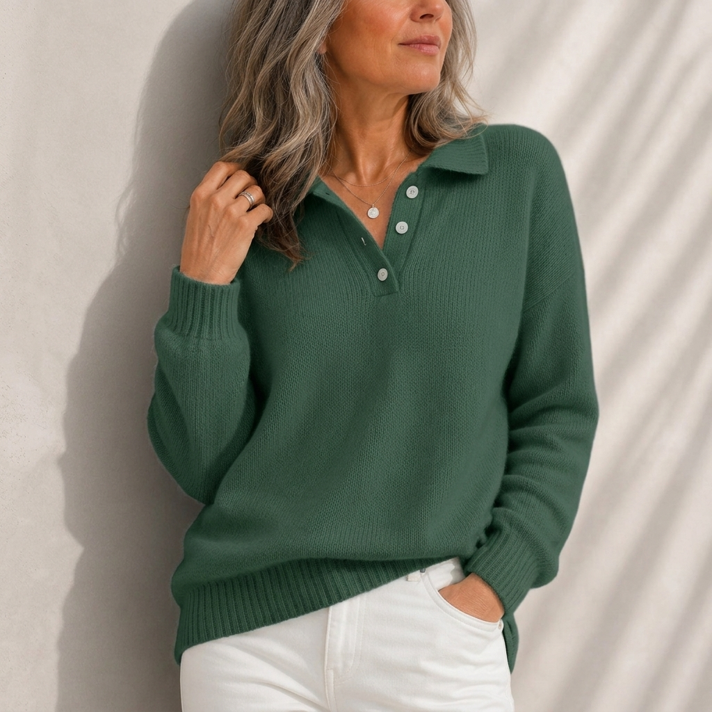 Aelis - Jersey de cuello polo de tacto suave