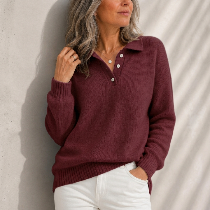 Aelis - Jersey de cuello polo de tacto suave