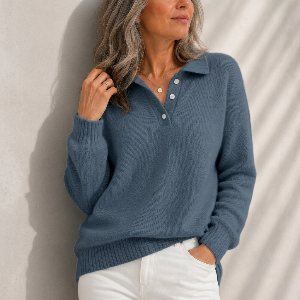 Aelis - Jersey de cuello polo de tacto suave