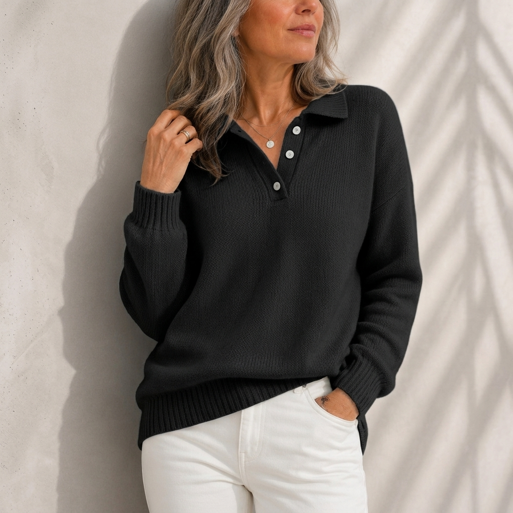 Aelis - Jersey de cuello polo de tacto suave