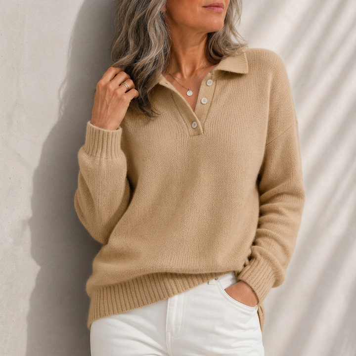 Aelis - Jersey de cuello polo de tacto suave