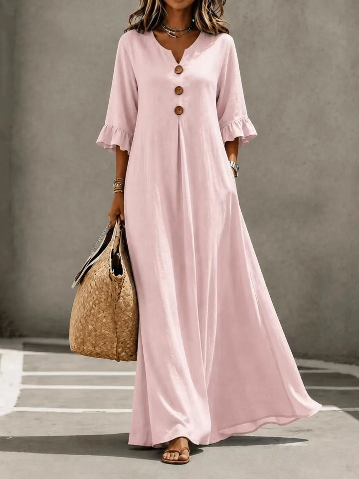 Vesperelle - Vestido largo con escote en V y suave al tacto