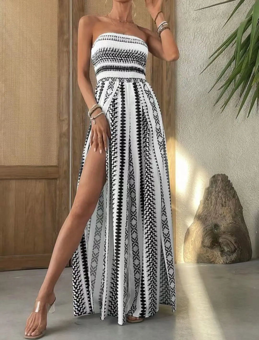 Idalia - Vestido largo estampado palabra de honor