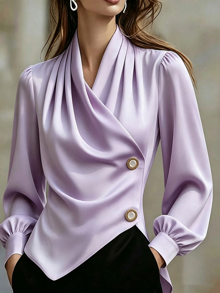 Ximena - Blusa de satén con drapeado elegante