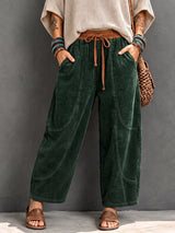 Basma - Pantalón de pana de corte relajado con cordón