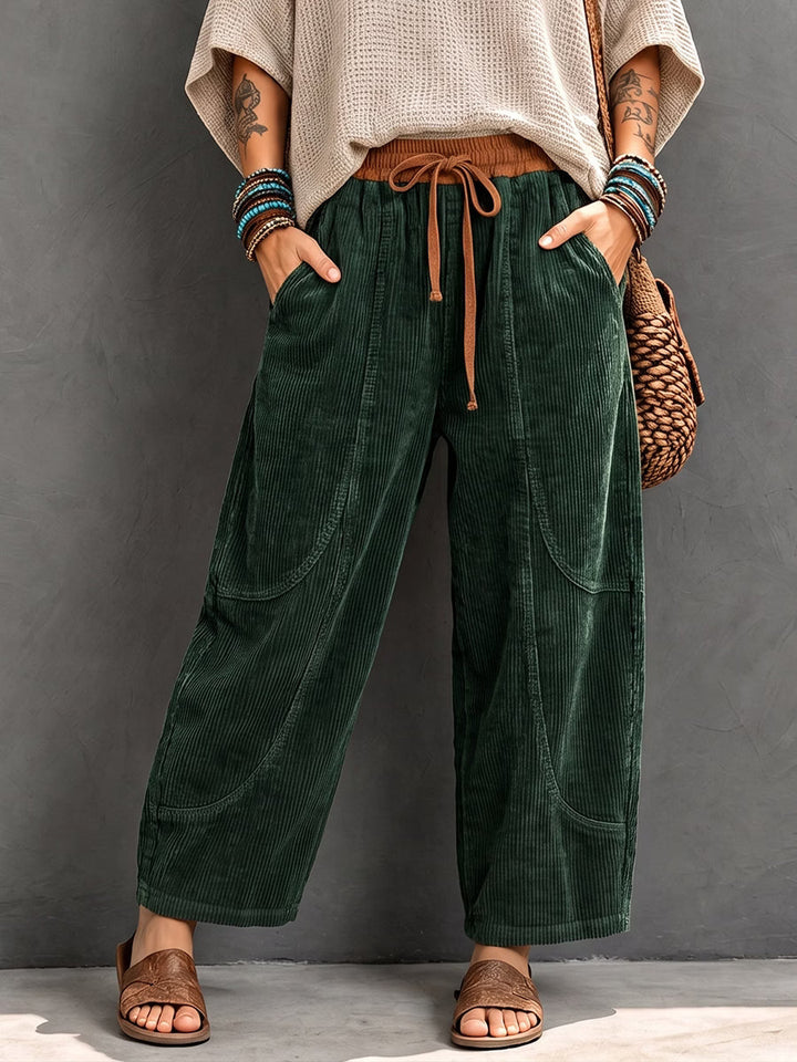 Basma - Pantalón de pana de corte relajado con cordón
