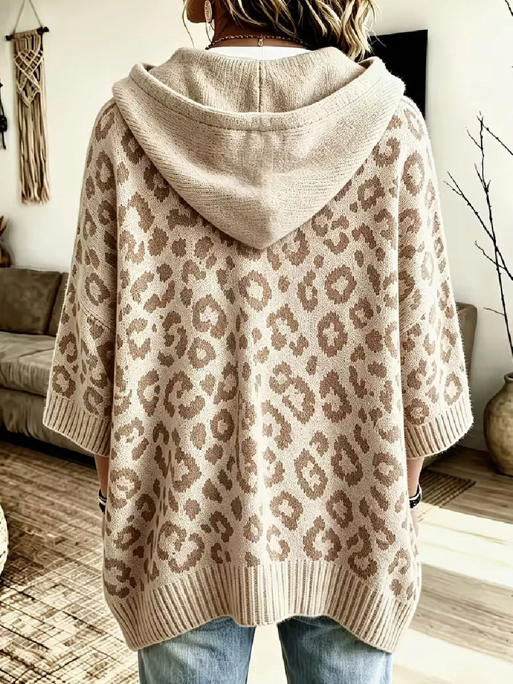Jocasta - Sudadera de punto oversize con estampado de leopardo