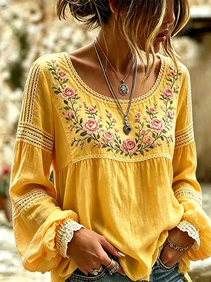 Tressalia - Blusa de lino bordada
