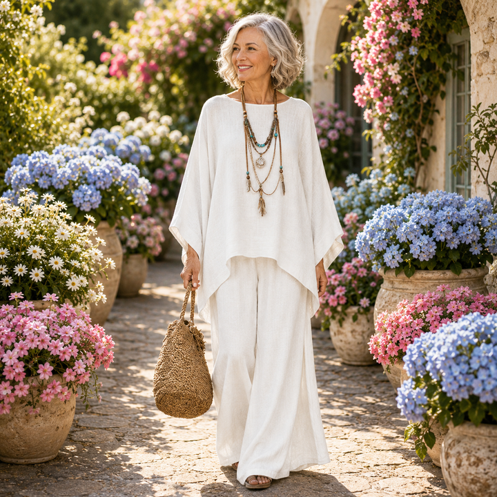 Annisette - Conjunto de dos piezas con pantalón de pernera ancha y tacto suave