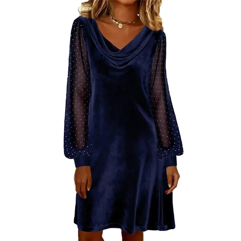 Verelia - Minivestido de terciopelo con escote drapeado