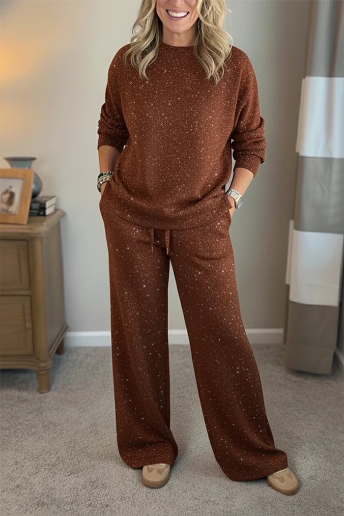 Celia - Traje de chaqueta y pantalón con acabado brillante