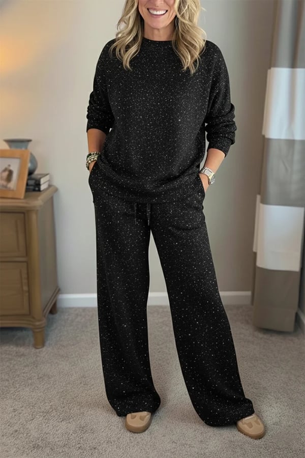 Celia - Traje de chaqueta y pantalón con acabado brillante