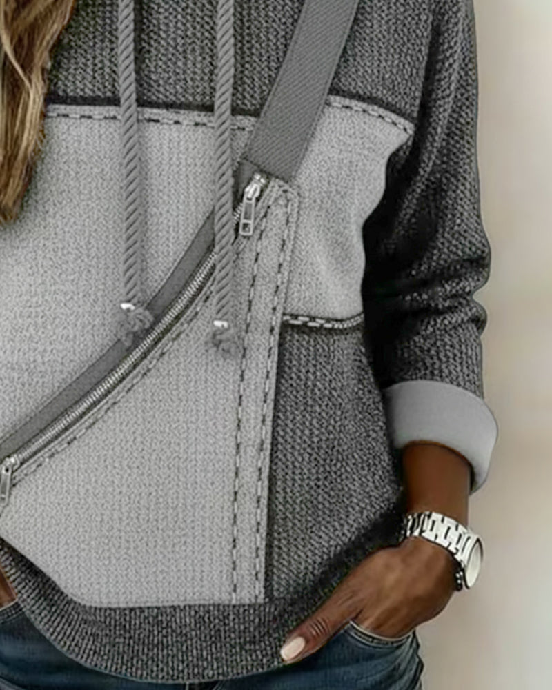 Eulanique - Sudadera texturizada con cremallera