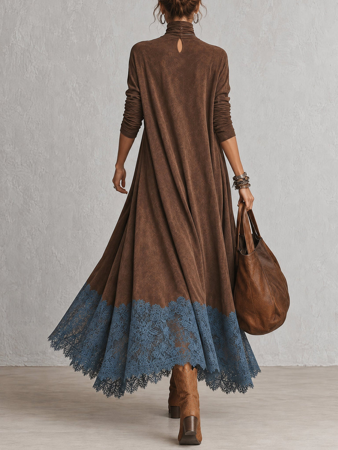 Pamina - Vestido evasé con panel de encaje
