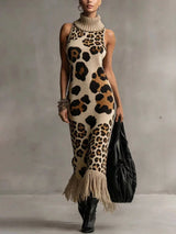 Orla - Vestido largo con estampado de leopardo texturizado
