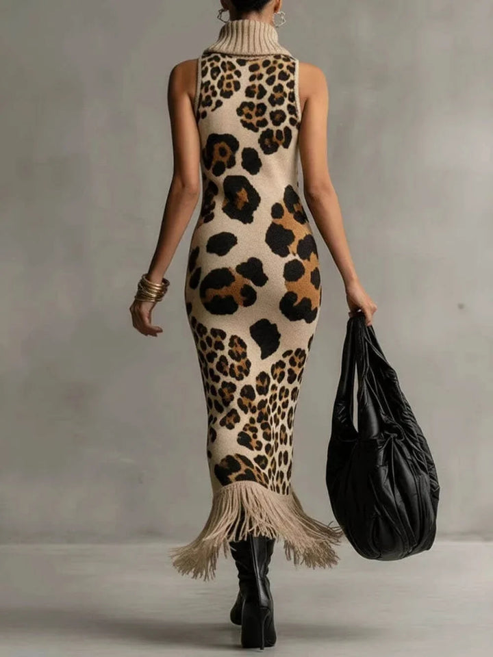 Orla - Vestido largo con estampado de leopardo texturizado