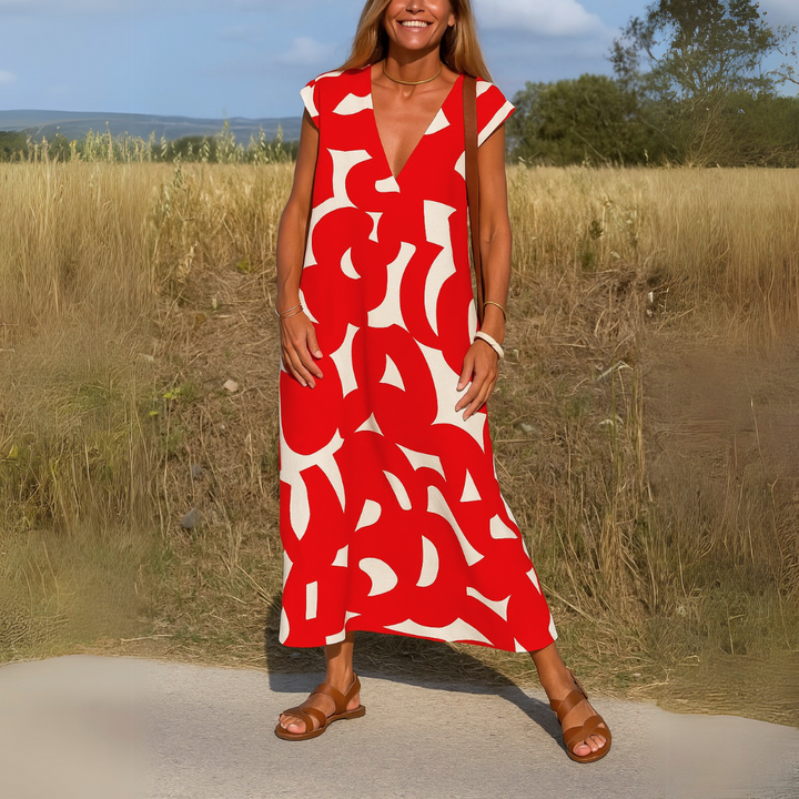 Tallisia - Vestido midi con escote en V y tacto suave