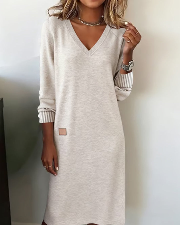 Galenique - Vestido de punto con escote en V y corte relajado