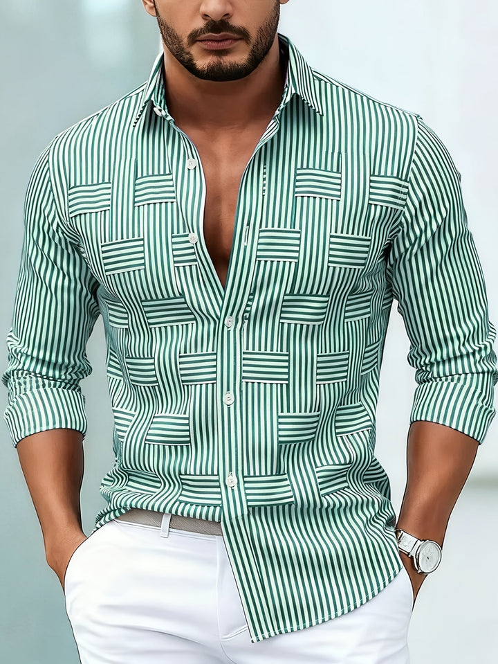 Bexhill - Camisa de rayas de manga larga con efecto lavado vintage