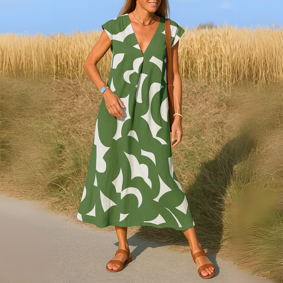 Tallisia - Vestido midi con escote en V y tacto suave