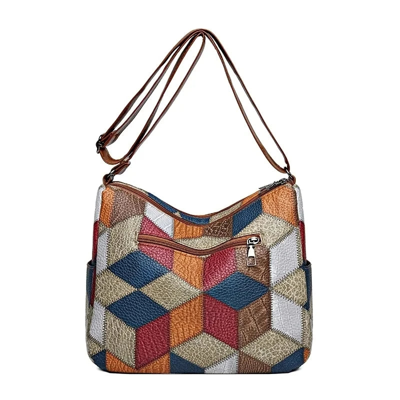 Lauranique - Bolso bandolera de patchwork con tacto suave