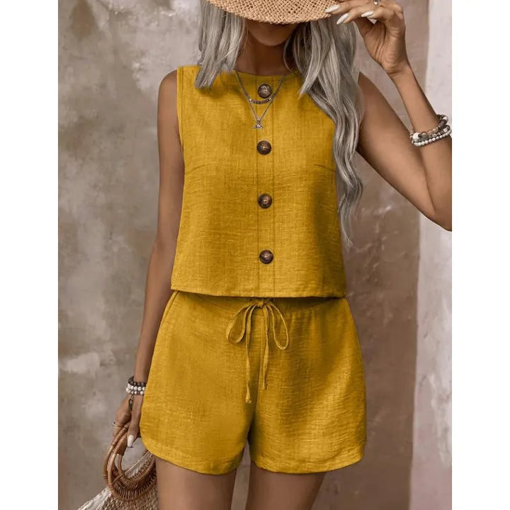 Abilene - Conjunto texturizado de top y shorts