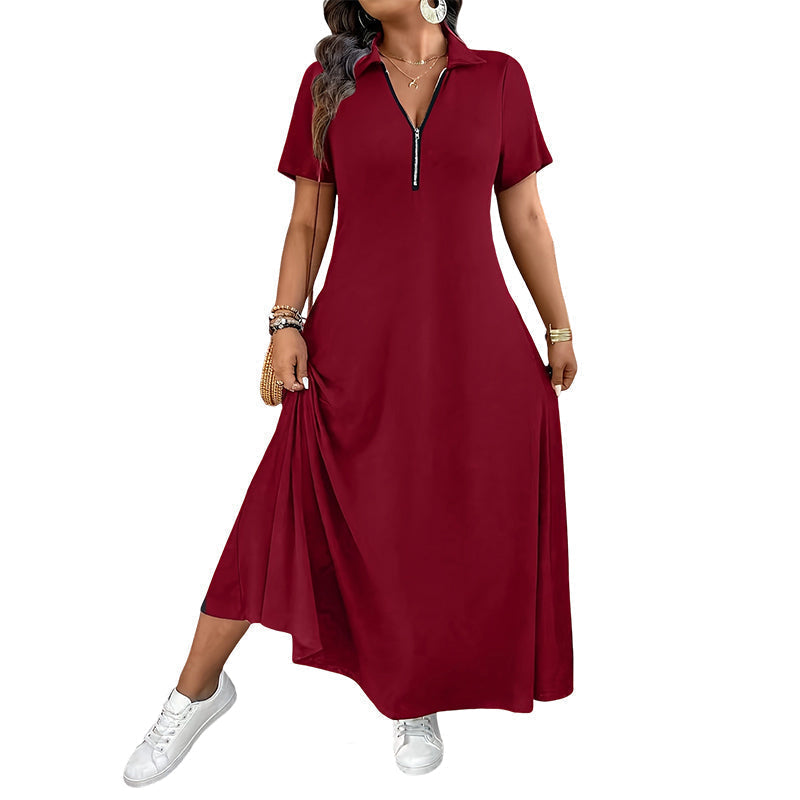Primelle - Vestido largo suave con cuello de cremallera