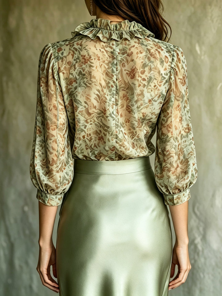 Fiorabelle - Conjunto de blusa y falda de lujo