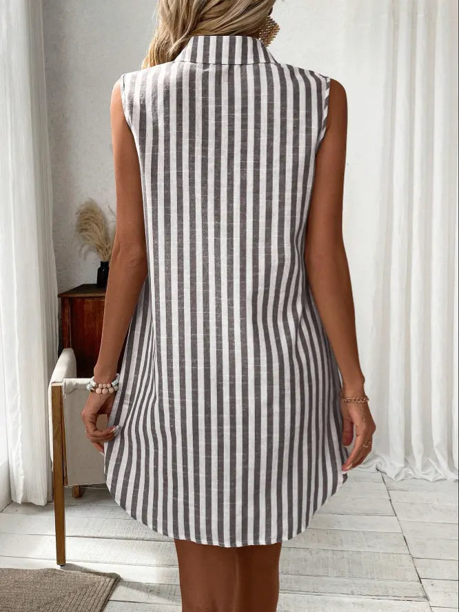 Anora - Vestido camisero a rayas de tacto suave