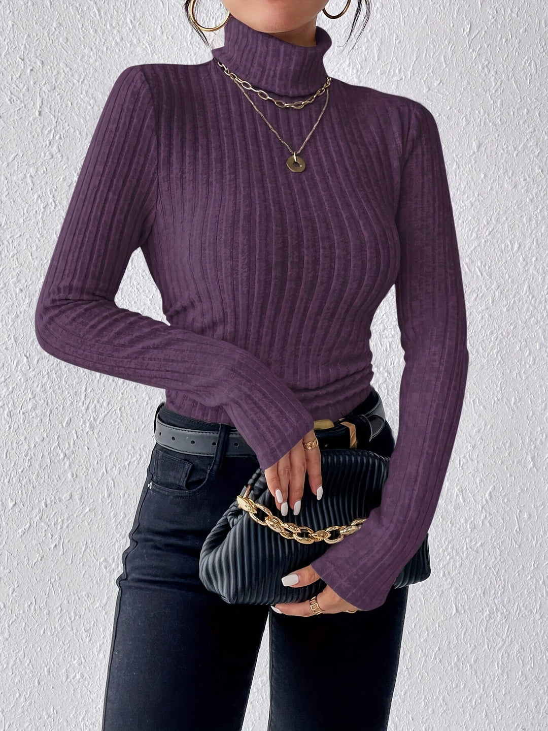 Amity - Jersey de cuello alto de tacto suave