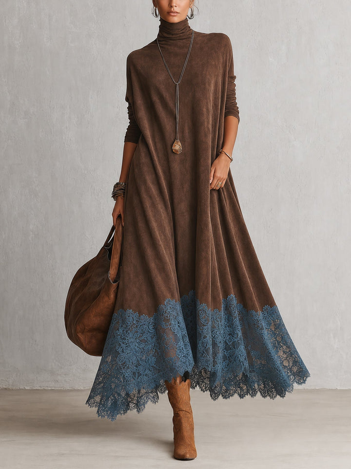 Maelis - Vestido largo con encaje de terciopelo