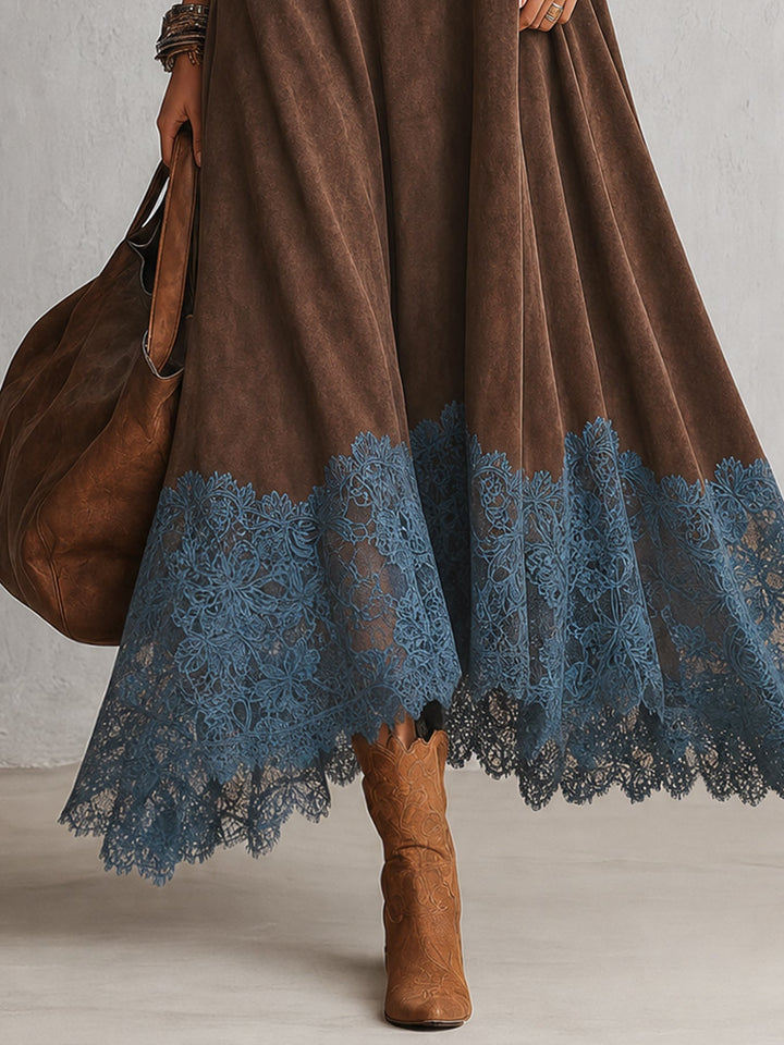 Pamina - Vestido evasé con panel de encaje