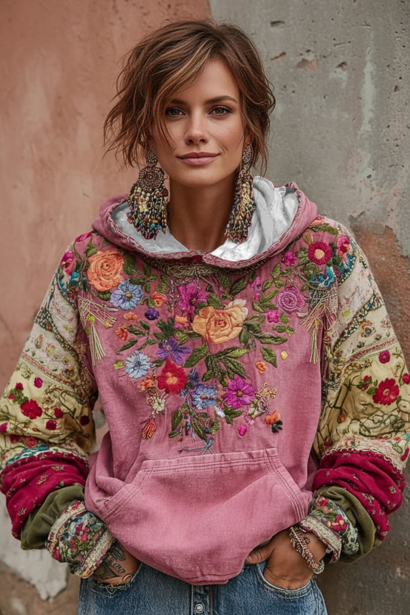 Norellia - Sudadera boho con bordados florales