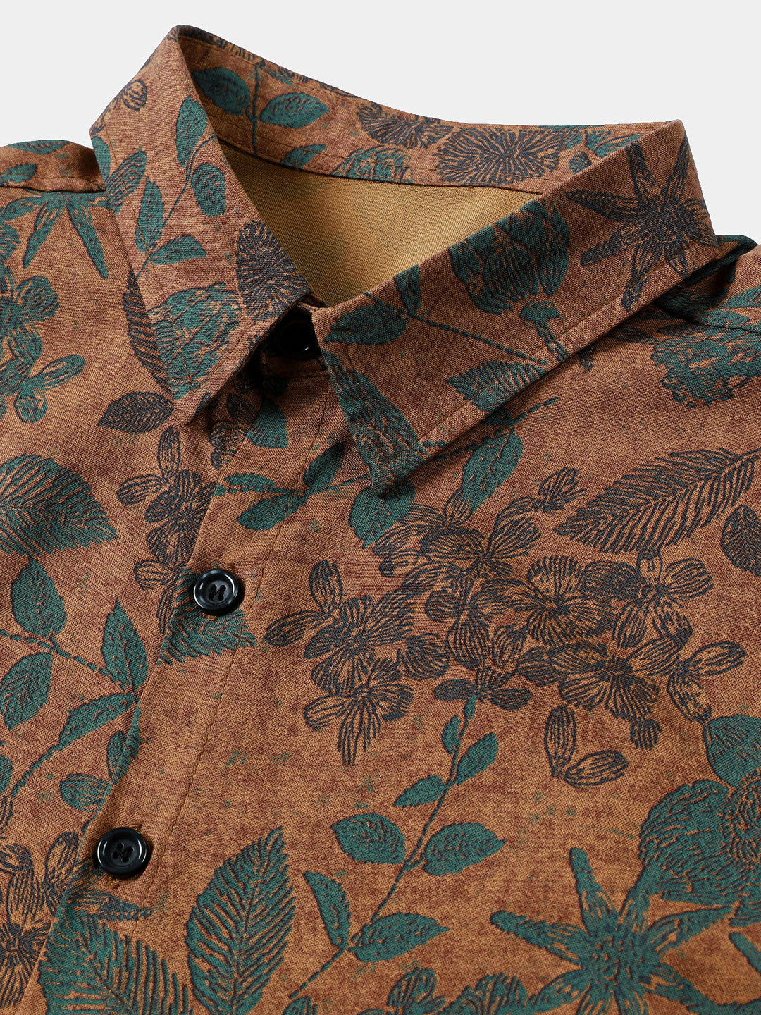 Leoric - Camisa ligera de manga corta con estampado floral