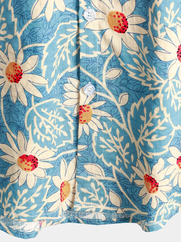 Leoric - Camisa ligera de manga corta con estampado floral