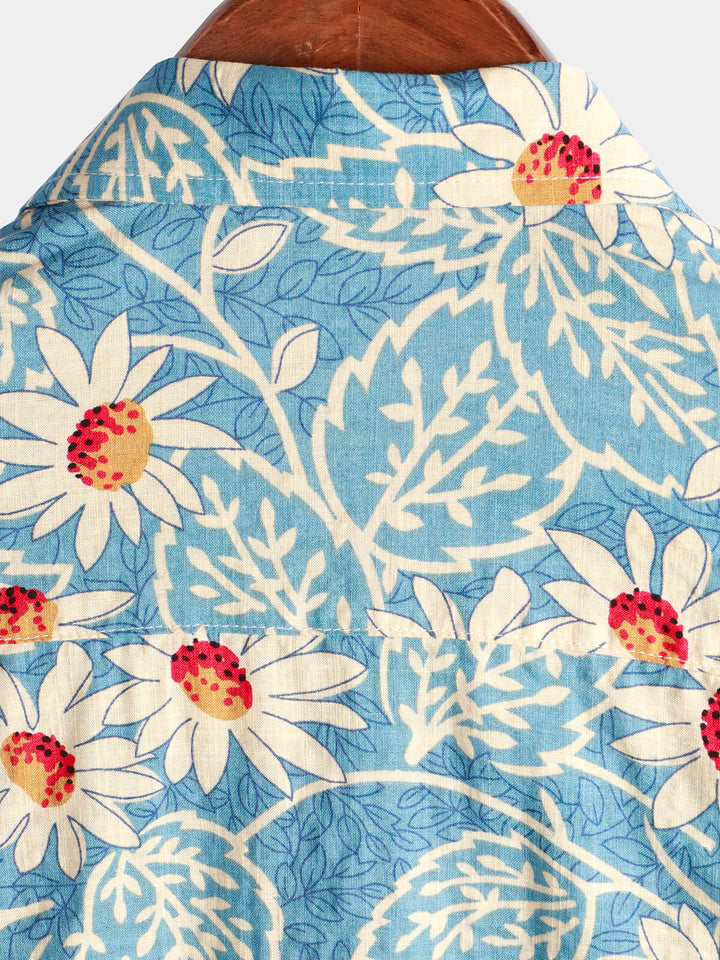Leoric - Camisa ligera de manga corta con estampado floral