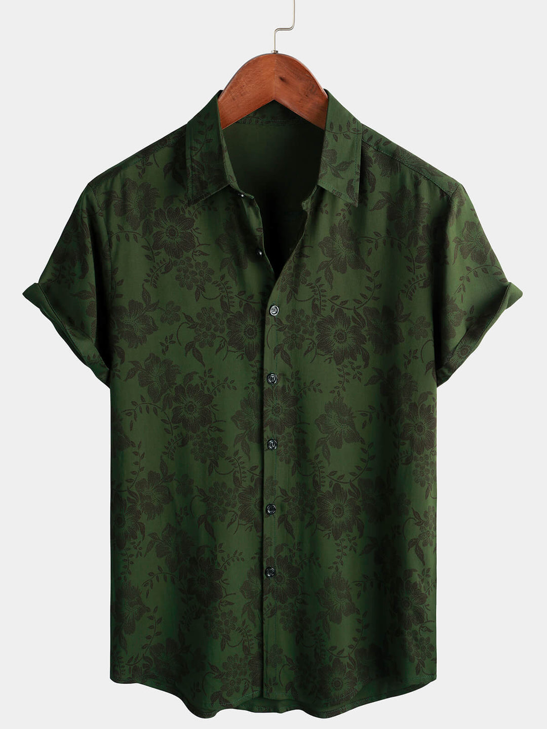 Leoric - Camisa ligera de manga corta con estampado floral