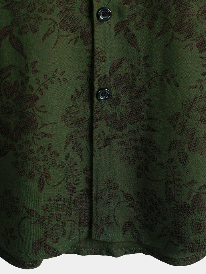 Leoric - Camisa ligera de manga corta con estampado floral