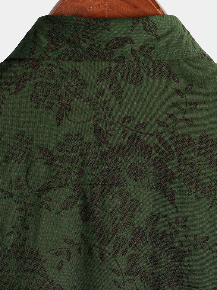 Leoric - Camisa ligera de manga corta con estampado floral