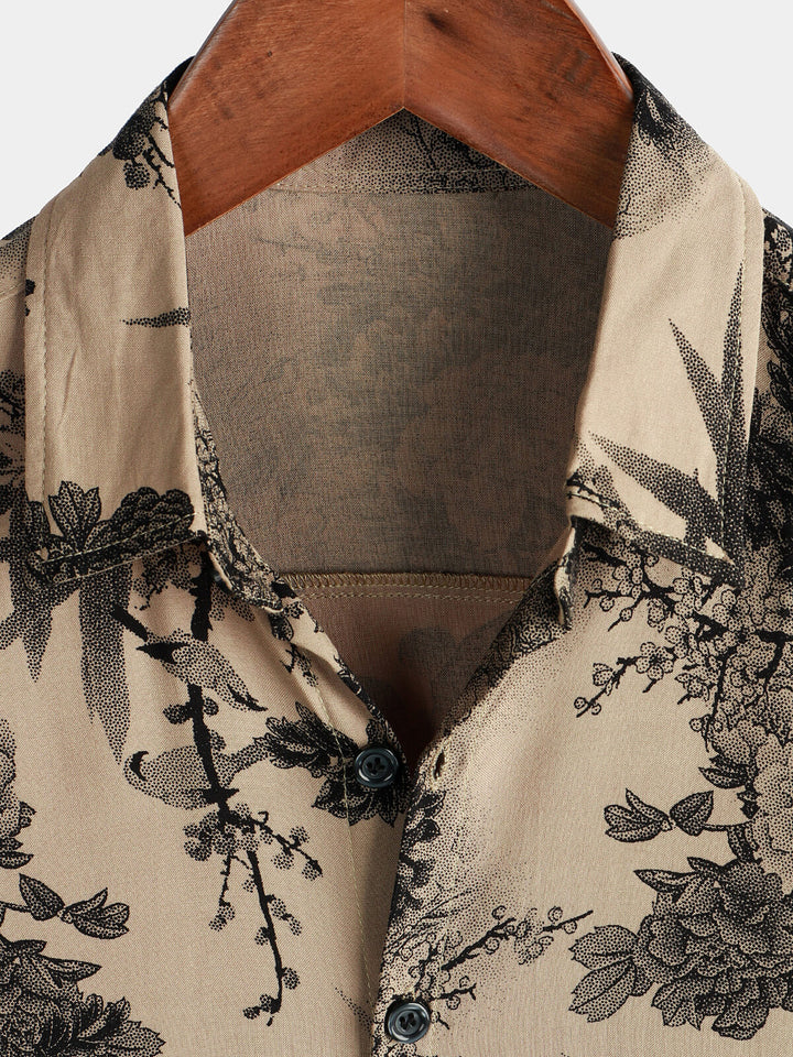 Leoric - Camisa ligera de manga corta con estampado floral