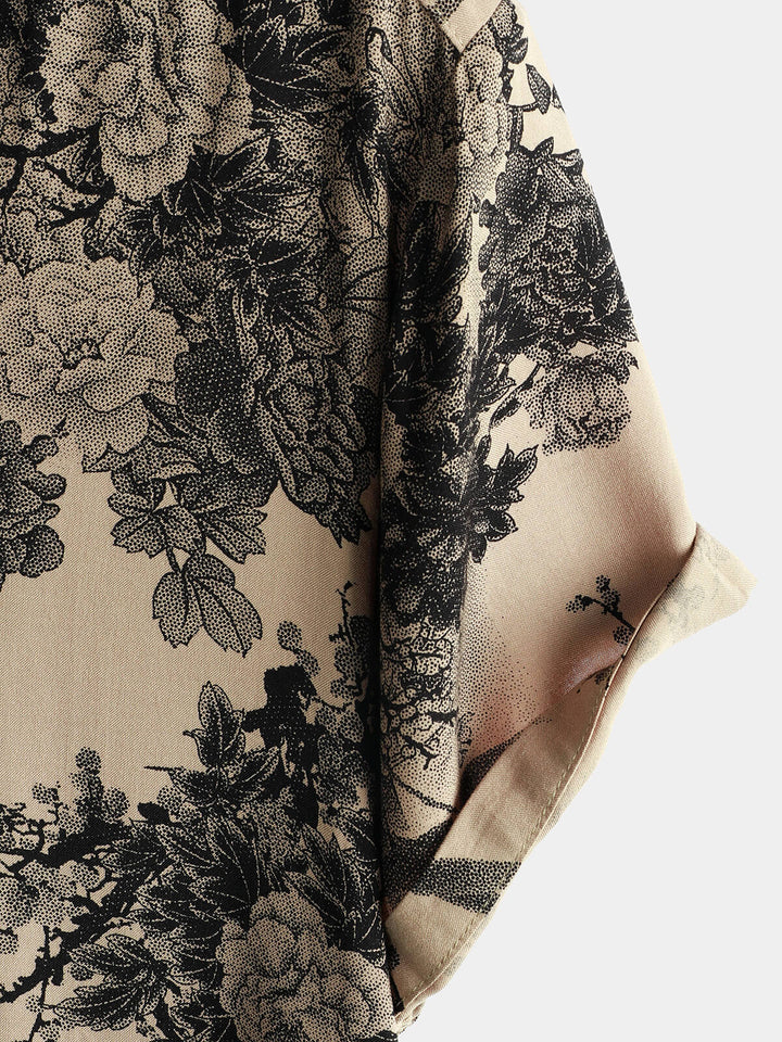 Leoric - Camisa ligera de manga corta con estampado floral