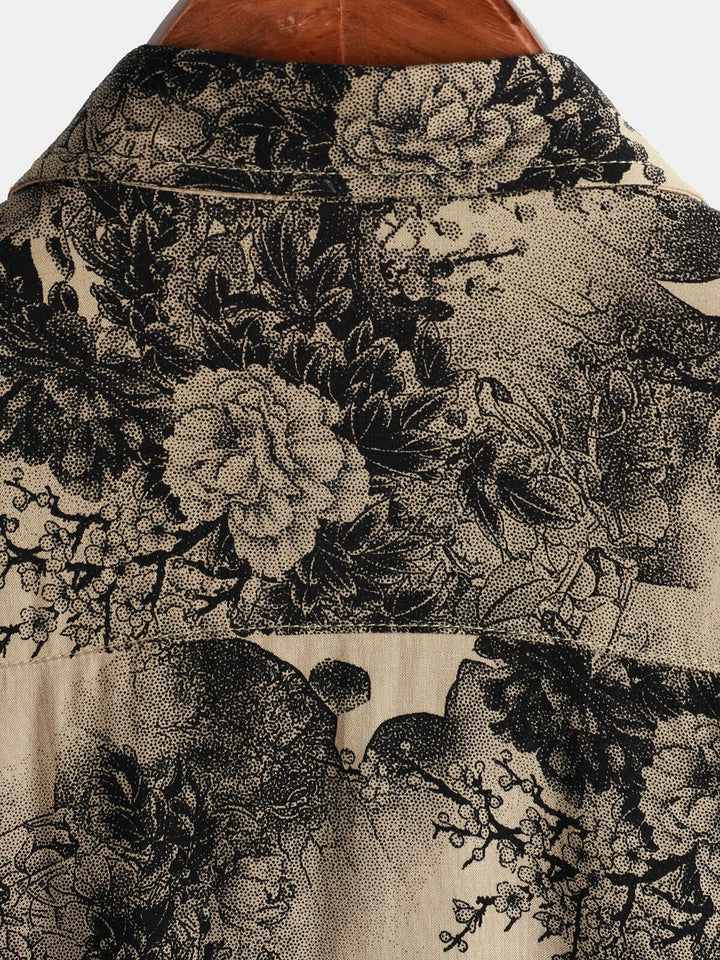 Leoric - Camisa ligera de manga corta con estampado floral