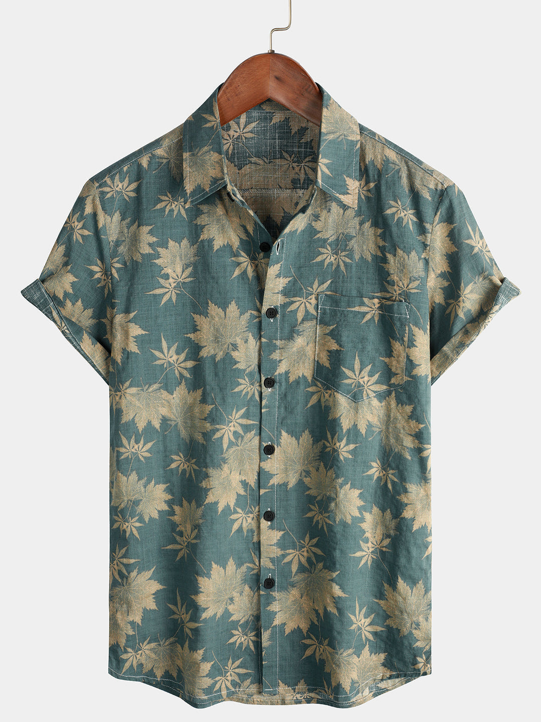 Leoric - Camisa ligera de manga corta con estampado floral