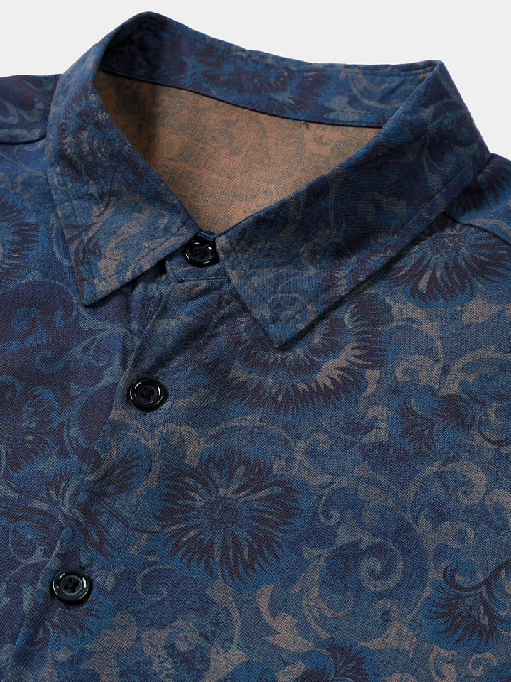 Leoric - Camisa ligera de manga corta con estampado floral