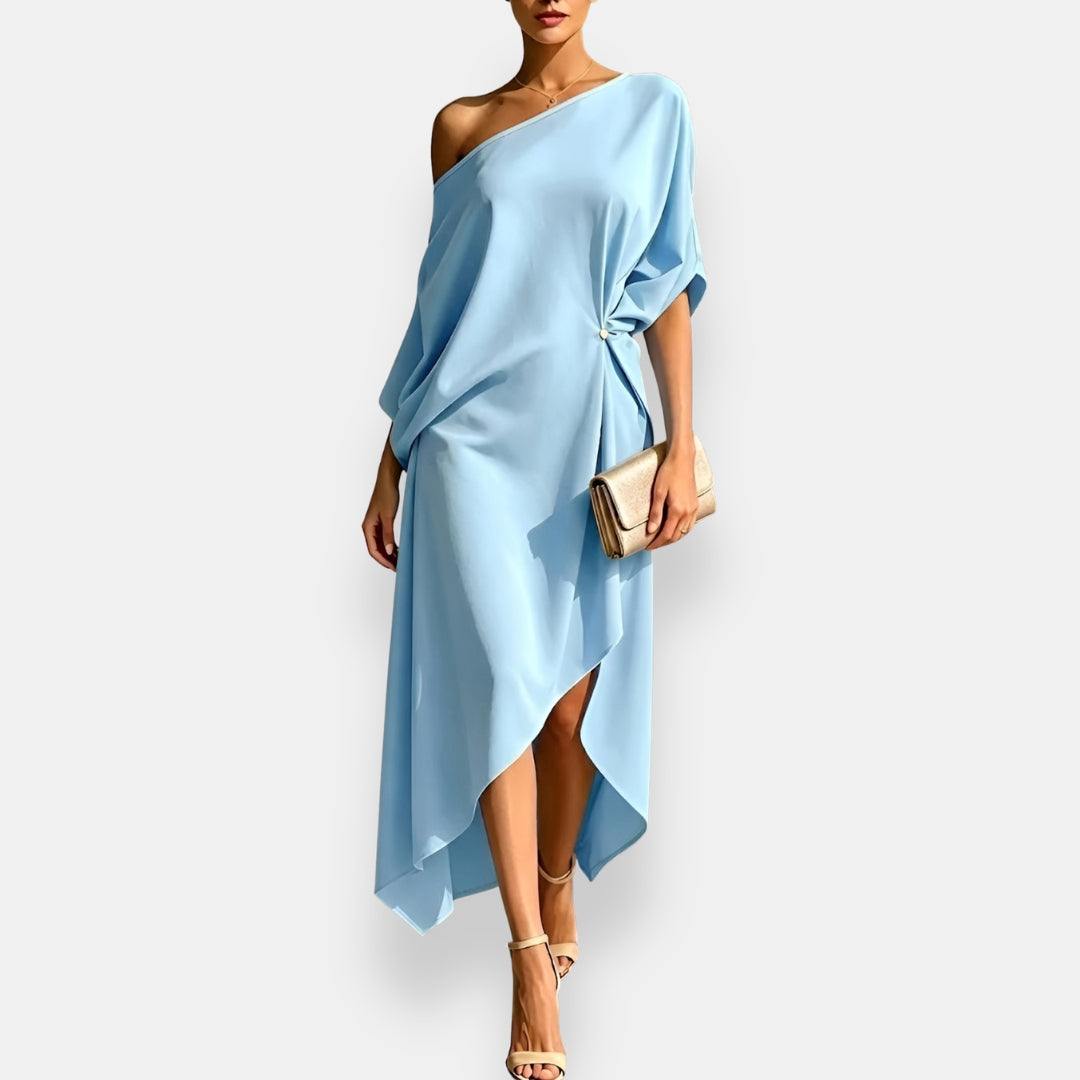 Edwina - Vestido de noche asimétrico fluido