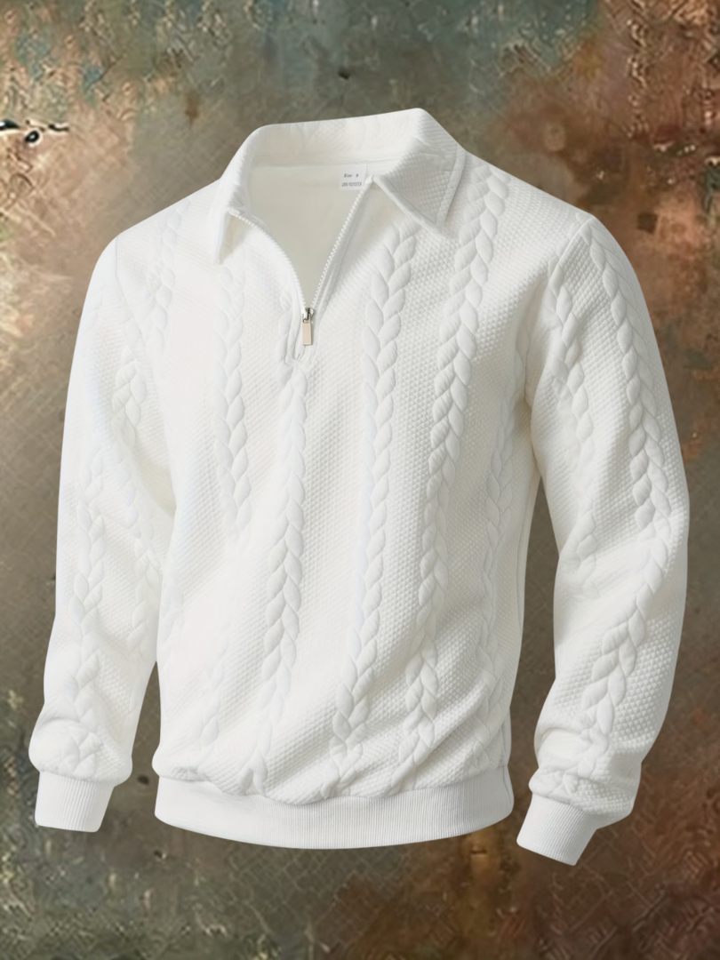 Belvorn - Jersey de media cremallera de punto trenzado premium