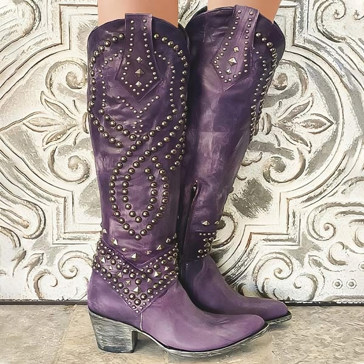 Sylverelle - Botas vaqueras vintage con tachuelas