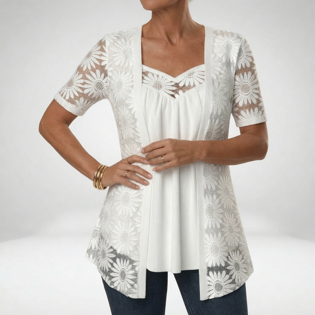 Lucette - Blusa elegante con detalles de encaje