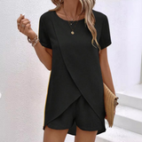 Arabesca - Conjunto loungewear asimétrico con efecto capas