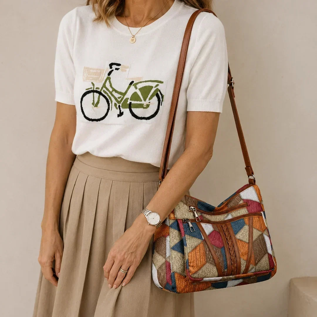 Lauranique - Bolso bandolera de patchwork con tacto suave